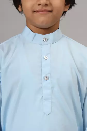 Boys sky blue solid kurta set