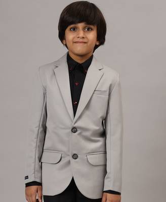Boys solid light grey blazer 5