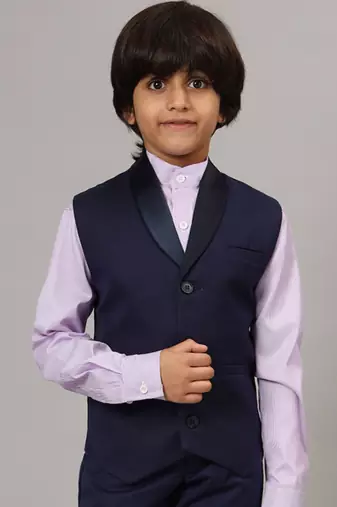 Boys blue tuxedo waistcoat