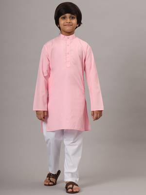 Boys pink solid kurta set 5