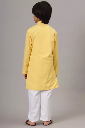 Boys yellow solid kurta set