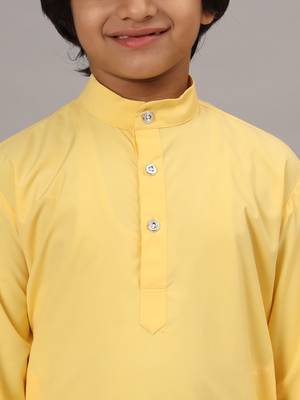 Boys yellow solid kurta set 4