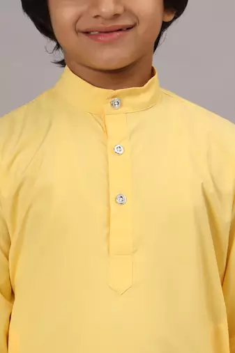 Boys yellow solid kurta set