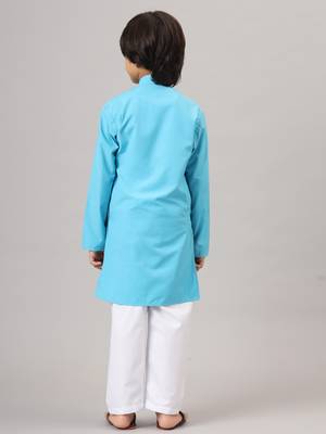 Boys dark blue solid kurta set 3