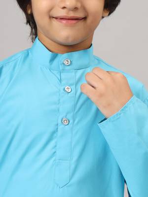 Boys dark blue solid kurta set 4