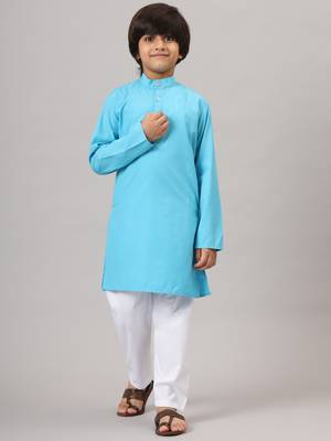 Boys dark blue solid kurta set 5