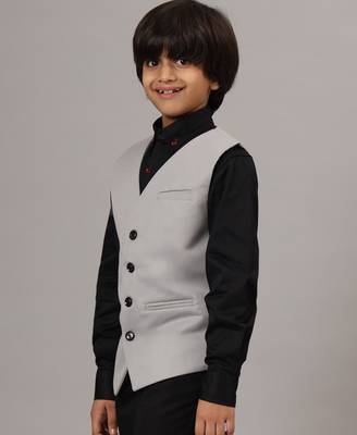 Boys light grey waistcoat 2