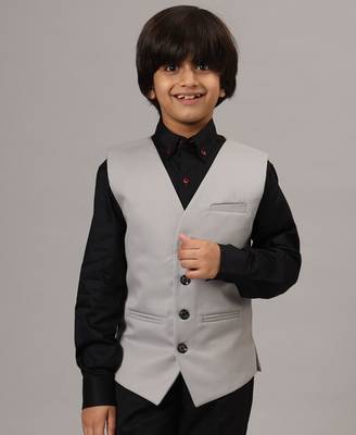 Boys light grey waistcoat 5