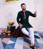 Green rayon embroidery with mirror work wedding function festival navratri party wear straight kurta with dupatta