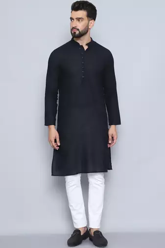 Pure cotton black  kurta