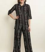 Pavonine black color rayon fabric 2pc cord set for girls & women