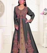 Black & Inner White color luxurious Full Sleeves Handmade Moroccan Kaftan.