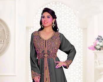 Black & Inner White color Full Sleeves Handmade Moroccan Kaftan 2