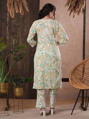 Hand Embroidered White Cotton Lucknowi Chikankari Indian Women Co-Ord Set 3