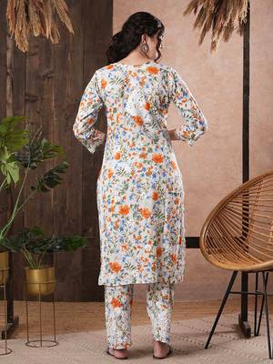 Hand Embroidered White Cotton Lucknowi Chikankari Indian Women Co-Ord Set 2
