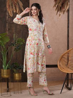 Hand Embroidered White Cotton Lucknowi Chikankari Indian Women Co-Ord Set 1