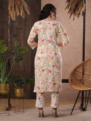 Hand Embroidered White Cotton Lucknowi Chikankari Indian Women Co-Ord Set 2