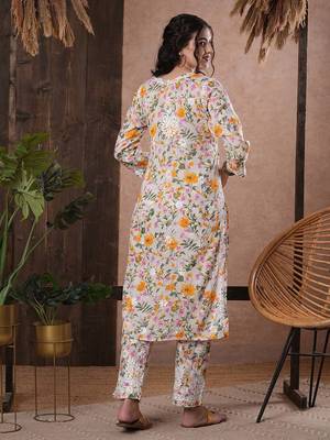Hand Embroidered White Cotton Lucknowi Chikankari Indian Women Co-Ord Set 2