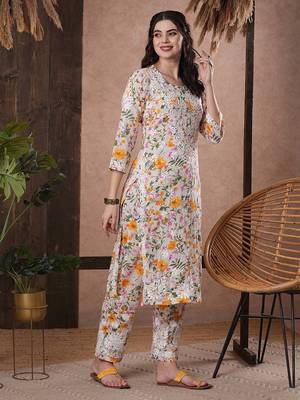 Hand Embroidered White Cotton Lucknowi Chikankari Indian Women Co-Ord Set 3