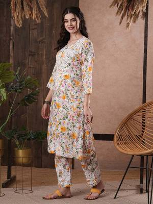Hand Embroidered White Cotton Lucknowi Chikankari Indian Women Co-Ord Set 4
