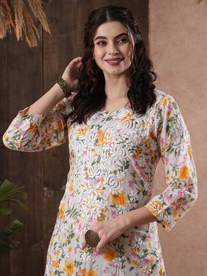 Hand Embroidered White Cotton Lucknowi Chikankari Indian Women Co-Ord Set 5