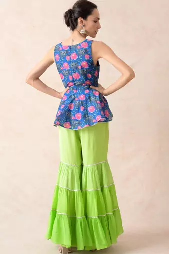 Kurti with tiered gharara