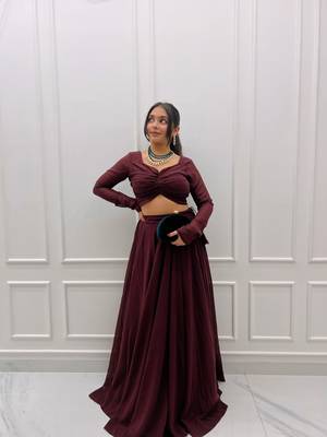 Plain Wine Colour Fox Georgette Circular Stitched Lehenga Choli  2