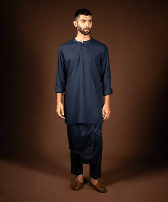 Navy blue modal cotton kurta 1