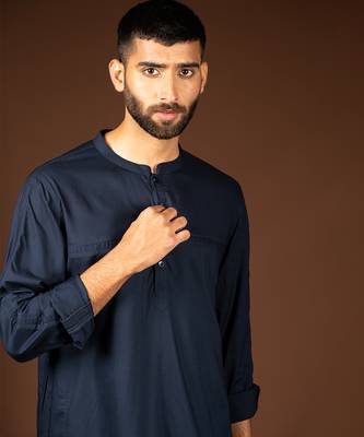 Navy blue modal cotton kurta 2