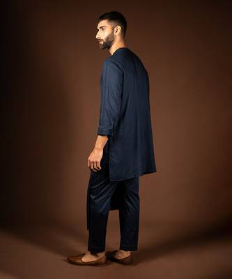 Navy blue modal cotton kurta 3