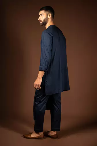 Navy blue modal cotton kurta