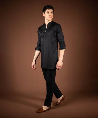 Black cotton satin kurta 2