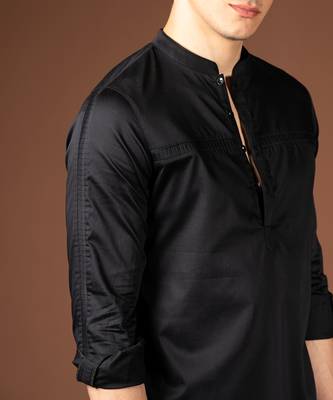 Black cotton satin kurta 3
