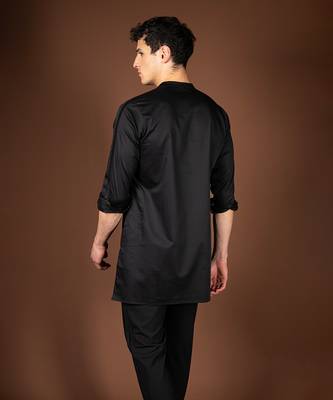 Black cotton satin kurta 4