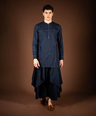 Navy blue modal cotton kurta 1