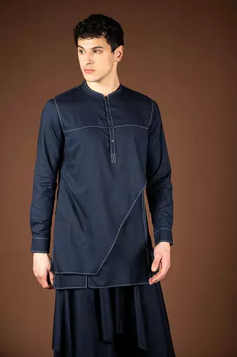 Navy blue modal cotton kurta