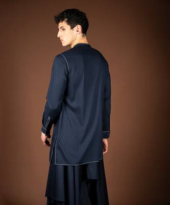 Navy blue modal cotton kurta 3