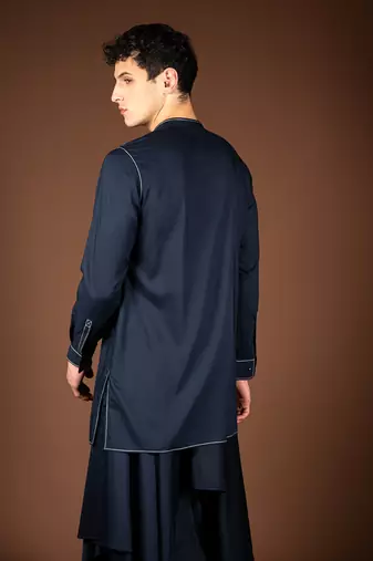 Navy blue modal cotton kurta
