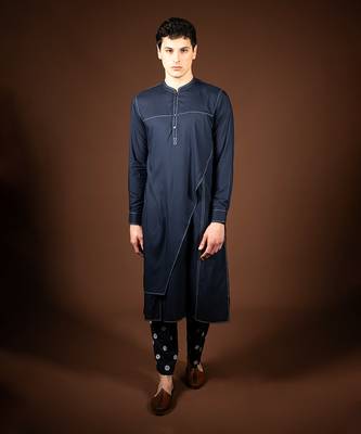 Navy blue modal cotton kurta 1