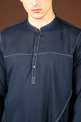 Navy blue modal cotton kurta
