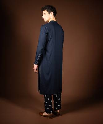 Navy blue modal cotton kurta 3