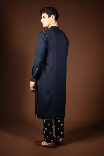 Navy blue modal cotton kurta