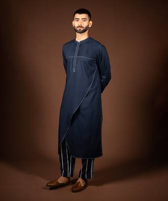 Navy blue modal cotton kurta 1
