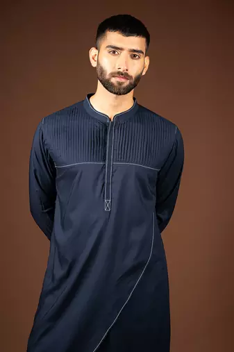 Navy blue modal cotton kurta