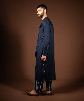 Navy blue modal cotton kurta 3