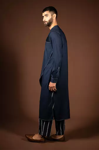 Navy blue modal cotton kurta