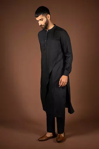 Black modal cotton kurta