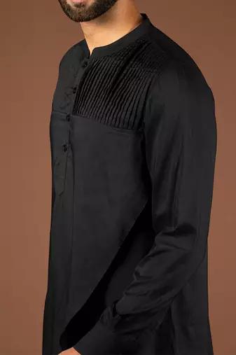 Black modal cotton kurta