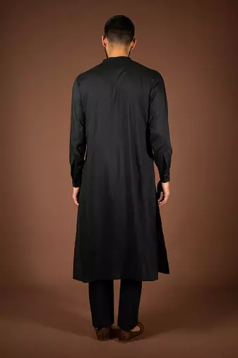 Black modal cotton kurta