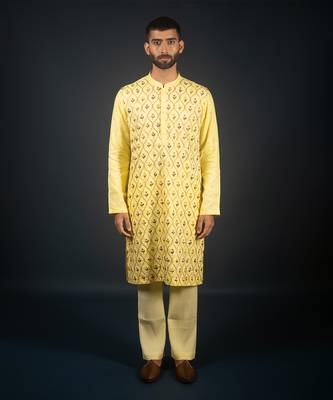 Yellow linen kurta 1